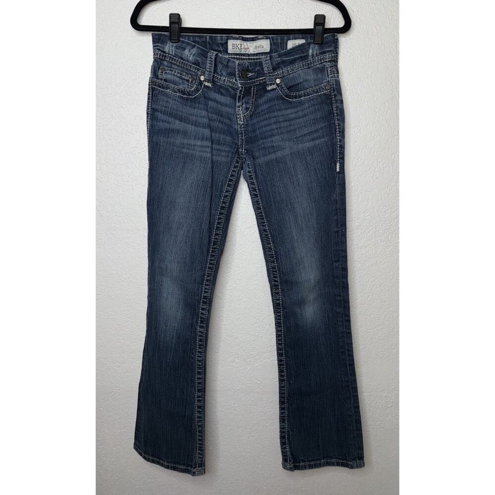 BKE Women’s Stella  Denim Boot Cut Jeans Size 26R  (26 x 31 1/2) Low Rise Y1 - Picture 2 of 7
